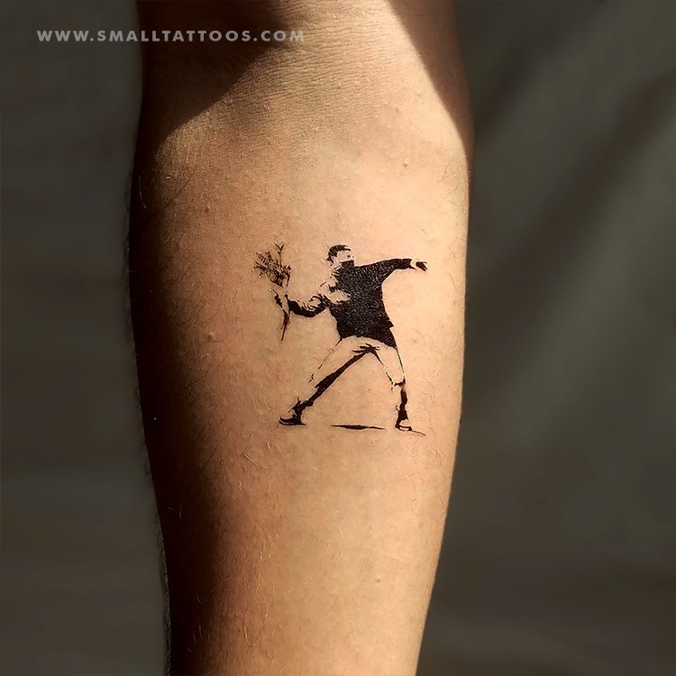 Banksy's Flower Thrower Temporary Tattoo (Set of 3) – Small Tattoos